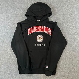 Champion Chicago Blackhawks Hockey Hoodie Black S S700 Sweatshirt Calgary Patch